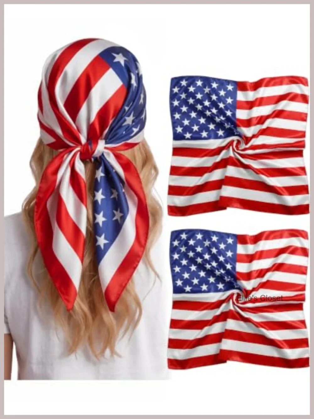Silk-Like Polyester 27.5in Flag Bandana Scarf Set of 2 Hair Wrap Neck Scarf